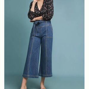 Anthro Pilcro Ultra High-Rise Cropped Wide-Leg Jeans